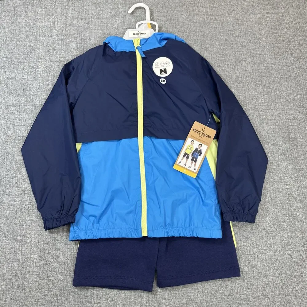 Eddie Bauer Kids 3 PC Jacket, Short , Graphic Tee Set Size 6 Water Resistant